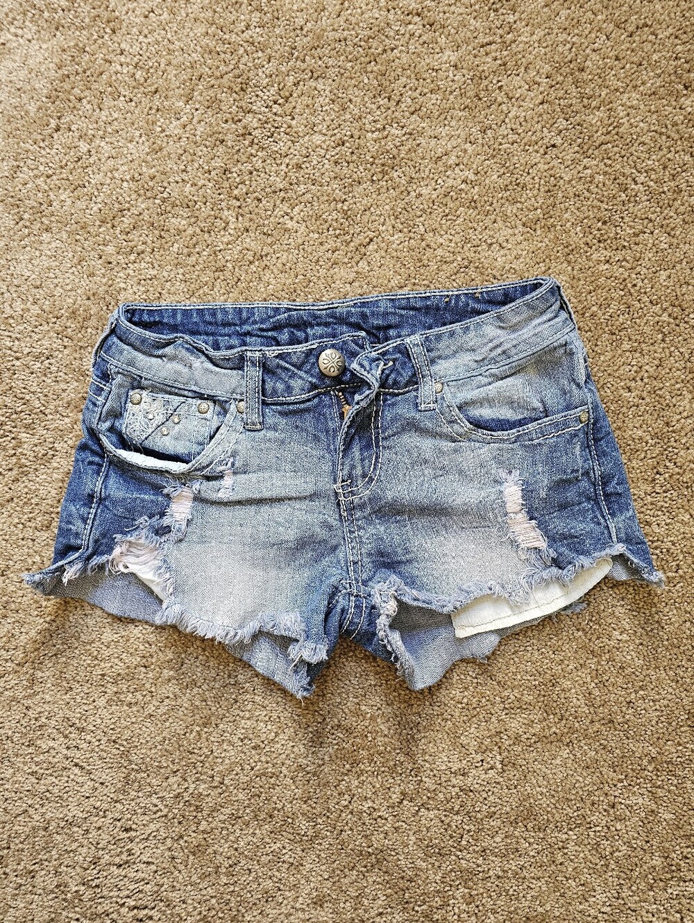 Red Camel Distressed Light Blue Denim Jean Shortsre Size 3